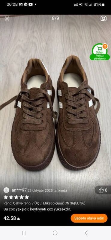 Ölçü: 37, rəng - Qəhvəyi, Yeni — 2