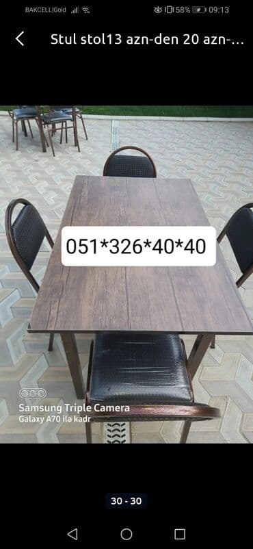 Masa və oturacaq dəstləri: Mətbəx üçün, Yeni, Açılmayan, Dördbucaq masa, 8 stul — 18