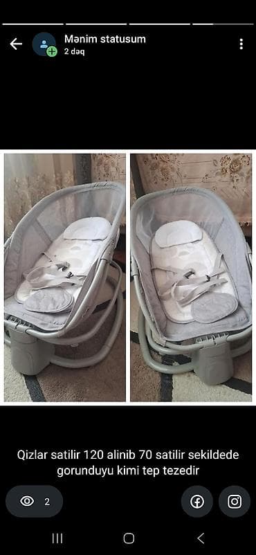 yumru beşik: Oğlan və qız üçün, Yumru, Beşik, Dəstsiz, Matras ilə, Yellənmə mexanizm ilə — 1
