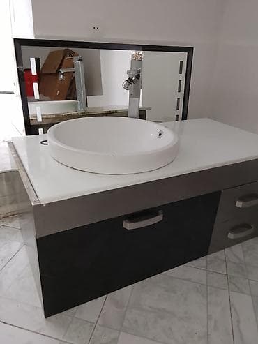 lavabo: Vanna otağı üçün lavabo dəsti - Üstdan qoyulan dairəvi keramika — 1