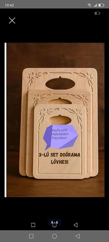 pendir: 3-lü doğrama lövhəsi seti - Material: keyfiyyətli taxta (təbii ağac — 1