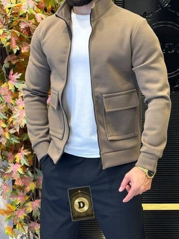 флисовые мужские спортивные костюмы: Kişi üçün gündəlik sport stil kurtka - Model: fermuarlı, dik yaxalı - — 1