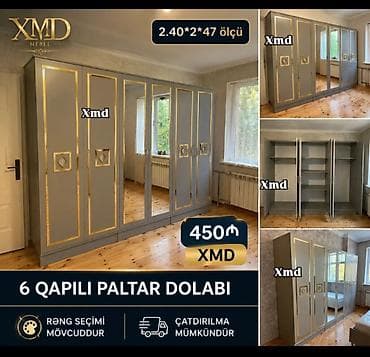 paltar dolab: 6 qapılı paltar dolabı – XMD Ölçü: 2.40 m (eni) x 2 m (hündürlük) x — 1