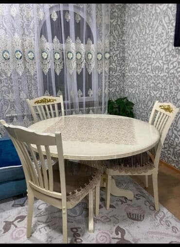 gence mebel: 💫RR Masa desti dayrevi masa 3 stul yeni alinib metbexe boyuk oldugu — 1