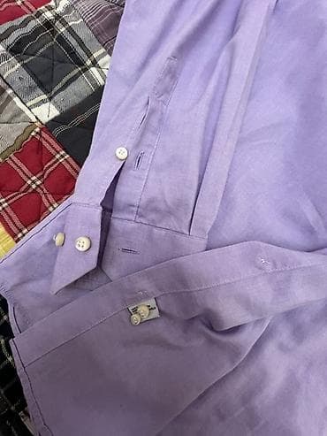 cinsi: Bənövşəyi rəngdə klassik kişi köynəyi - Model: uzunqol, düyməli ön — 4