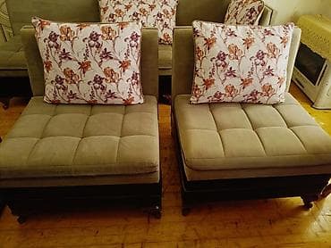 İşlənmiş, Künc divan, 2 kreslo, Kreslo, Divan, Bazalı, Açılan — 4