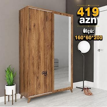 qedimi mebel: Güzgülü sürgülü qarderob – 419 AZN Ölçü: 160 × 60 × 200 sm - Təbii — 1