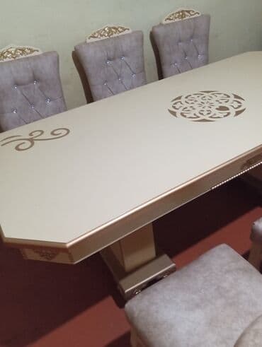 masa ve stullar: Qonaq otağı üçün, Yeni, Açılmayan, Dördbucaq masa, 6 stul — 2