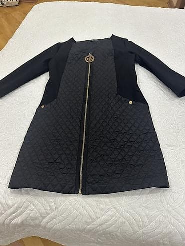 hamam xalat: Qadın üçün qara rəngli kapitonaj (romb tikişli) paltokimono/kardiqan — 1