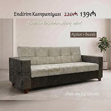 Divanlar: Açılan və bazalı divan - Ölçü: 2 m (yataq hissəsi: 170 sm) - — 1