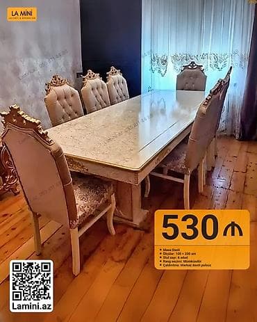 Qonaq otağı üçün, Dördbucaq masa, 6 stul lalafo.az -da Qonaq otağı üçün, Dördbucaq masa, 6 stul