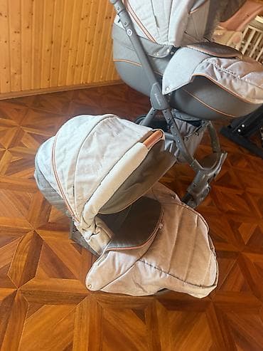 Модульные коляски: Uşaq arabası – 2‑in‑1 komplekt - Rəng: açıq boz/​qrafit, dəri üslublu — 1