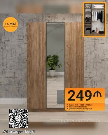 hamam dolab: Kupe, 2 qapılı Düz dolab, Qarderob, paltar dolabı — 1