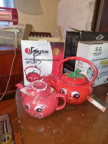 vip tomato: Çay dəsti, rəng - Qırmızı, Metal — 2