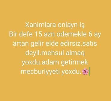 salon elanlari: Xanımlar üçün onlayn iş imkanı - Bir dəfə 15 AZN ödənişlə start — 1