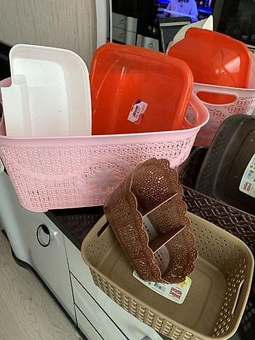 ofis aksesuar: 15 ədəd Plastik təşkilat səbətləri və qabları dəsti Hamısını birlikdə — 2