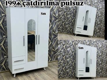 dolab satisi: Yeni, Açılan, 3 qapılı Düz dolab, Qarderob, paltar dolabı — 2