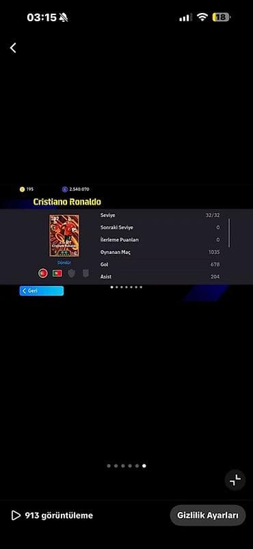 EFootball hesabı təqdim olunur. Hesabın əsas göstəricilərindən biri — 5