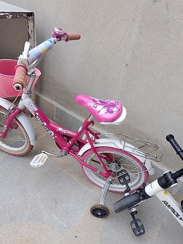 isma bike: Uşaq velosipedi – 16 düym - Rəng: çəhrayı/ağ, üzərində naxışlı — 1