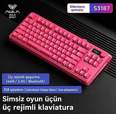 asus 8 ram: AULA Wolf S3187 – ıstediyiniz rengde rəngdə simsiz oyun klaviaturası — 1