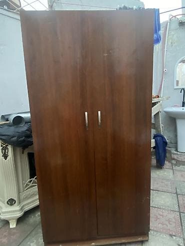 plastic qapi: İki hissəli qapılı şkaf dəsti - Material: taxta/laminat örtüklü, tünd — 1