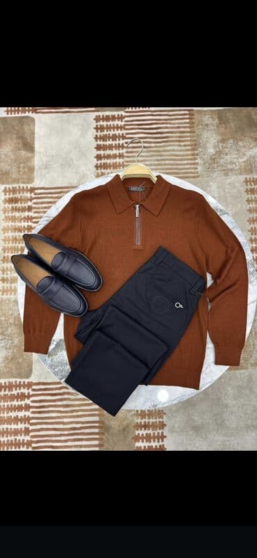 Kişi geyim dəstləri - Zippeli polo sviterlər: isti kərpic/qəhvəyi lalafo.az -da Kişi geyim dəstləri - Zippeli polo sviterlər: isti kərpic/qəhvəyi