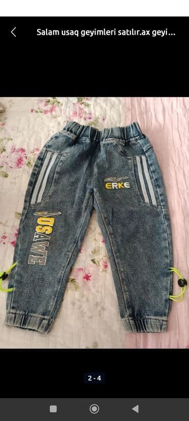 Uşaq üçün cins şalvar - Material: klassik mavi denim - Kəsim: idman