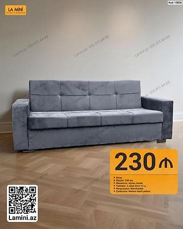 krep parca: LA MINI divan - Ölçü: 200 sm - Mexanizm: açılan, bazalı (yataq və — 1