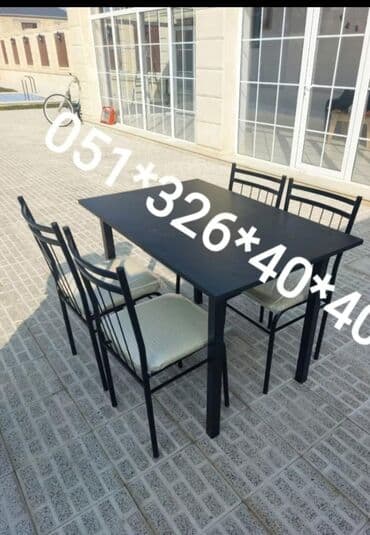 Masa və oturacaq dəstləri: Mətbəx üçün, Yeni, Açılmayan, Dördbucaq masa, 8 stul — 10