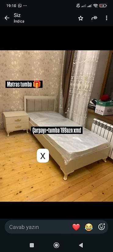 usag ucun: Çarpayı + tumba dəsti - Rəng: krem/ivory tonları - Çarpayı: tək — 1