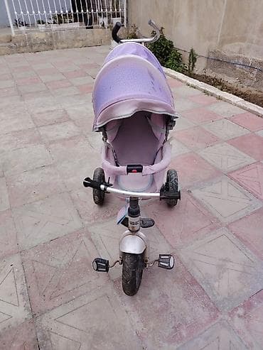 tap.az 3 tekerli velosiped: Uşaq üçtəkərli velosipedi – valideyn idarəetmə dəstəyi və günqoruyucu — 1