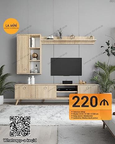 divar refleri: Düz TV altlığı, Polkalı, Laminat — 1