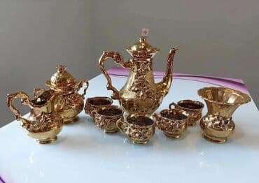 Qəhvə dəsti, rəng - Qızılı