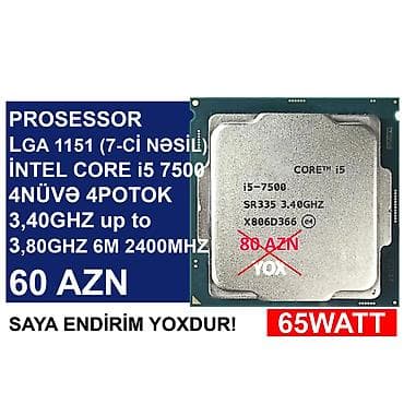 Prosessor “LGA 1151 (7-ci nəsil) İntel Core i5 7500” ⭐LGA 1151 (7ci