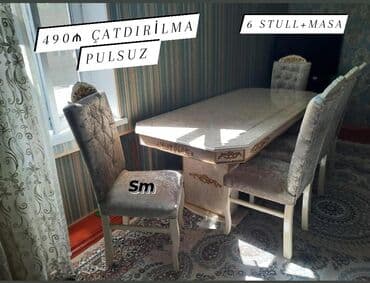stol desdi: Masa desti 6-ədəd stul 1-ədəd masa qiymət:490azn Çatdırılma pulsuz — 7