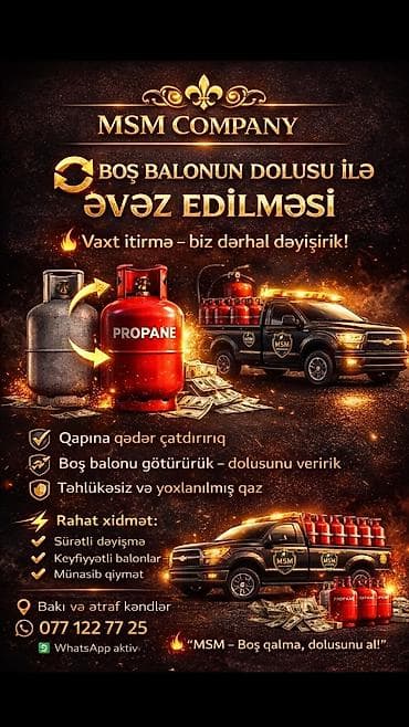 MSM Company – boş qaz balonlarının dolusu ilə dəyişdirilməsi xidməti