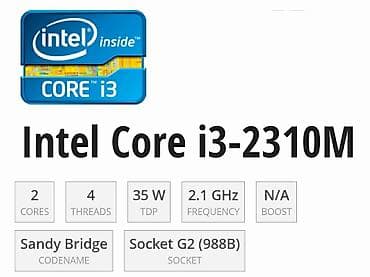 intel core i5: Prosessor Intel Core i3 2310M, 2-3 GHz, 2 nüvə, İşlənmiş — 3