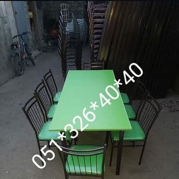 stol və stul dəstləri: Yeni, Dördbucaq masa, 4 stul, Açılmayan, Stullar ilə, Metal, Azərbaycan — 5