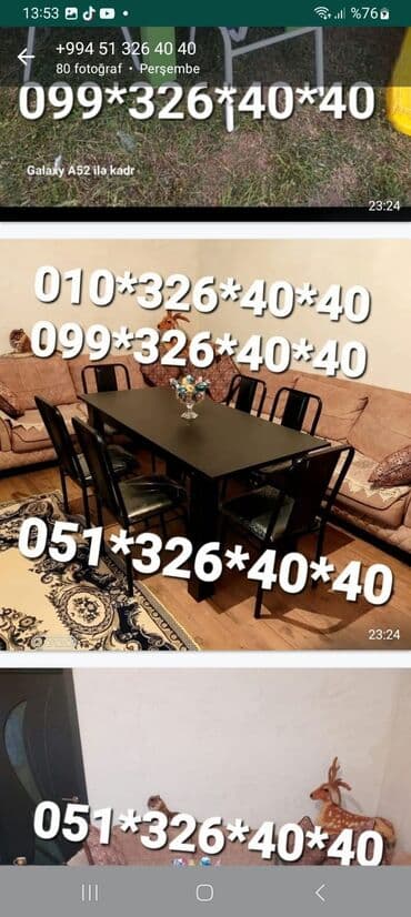 Masa və oturacaq dəstləri: Mətbəx üçün, Yeni, Açılmayan, Dördbucaq masa, 4 stul — 3