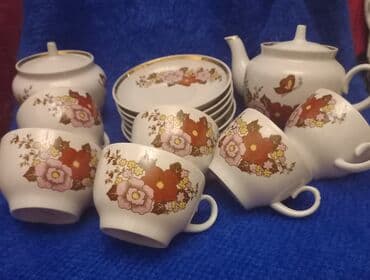 cayni servis: Çay dəsti, rəng - Ağ, Farfor — 7