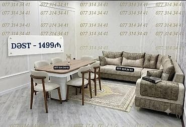 Qonaq otağı dəsti – 1499₼ Tərkibi: - Künc divan (L formalı), yumşaq