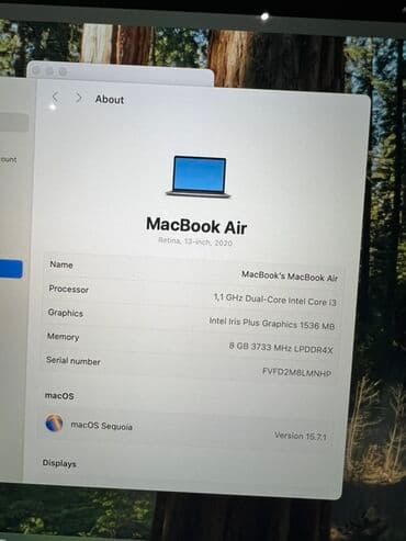 mac air: Apple MacBook, 13.3 ", Apple M1, 256 GB — 8