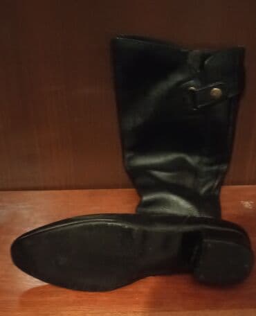 женские резиновые сапоги: Ботфорты, Размер: 38, цвет - Черный, Б/у — 5