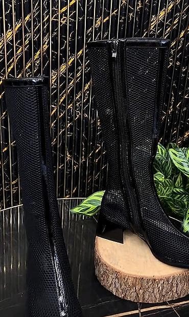 sapoqi: Mesh dizaynlı qadın çəkmələri - Rəng: qara - Material: nəfəsalan mesh — 4