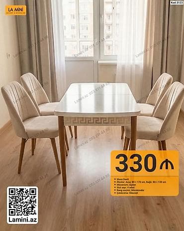 balkon stul: Masa dəsti – La Mini (Kod: 3123) - Komplekt: 1 açılan masa + 4 ədəd — 1