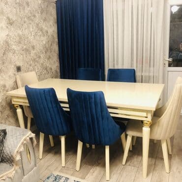 Qonaq otağı üçün, Yeni, Açılan, Dördbucaq masa, 6 stul