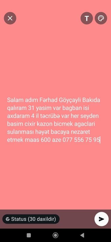 Bağban xidməti - Bağ və həyət işləri üzrə 4 illik təcrübə -