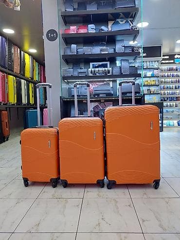 qaci: 3-lü sərt korpuslu səyahət çamadan dəsti – narıncı rəng - Ölçülər — 1