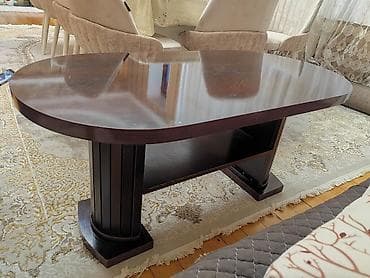 taxta qapi: Jurnal masası, İşlənmiş, Açılmayan, Taxta, Oval masa — 2