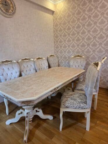 mətbəx stol stul ikinci əl: Qonaq otağı üçün, İşlənmiş, Açılmayan, Oval masa, 6 stul — 4